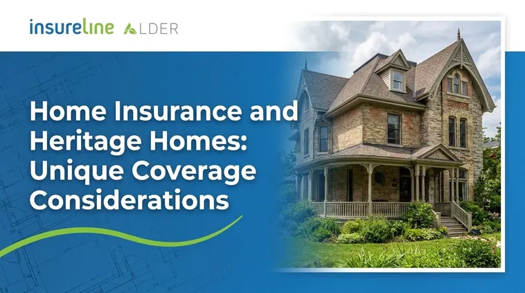 Headline graphic: Home Insurance and Heritage Homes: Unique Coverage Considerations, with a historic stone house