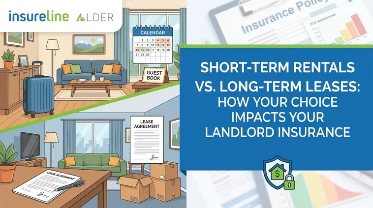 Headline graphic: Short-Term Rentals vs. Long-Term Leases: How Your Choice Impacts Your Landlord Insurance